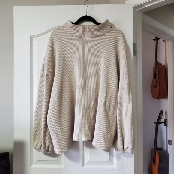 Ava & Viv Fleece Mock Neck Thermal Waffle Thermal Sweater 3X - Picture 2 of 9